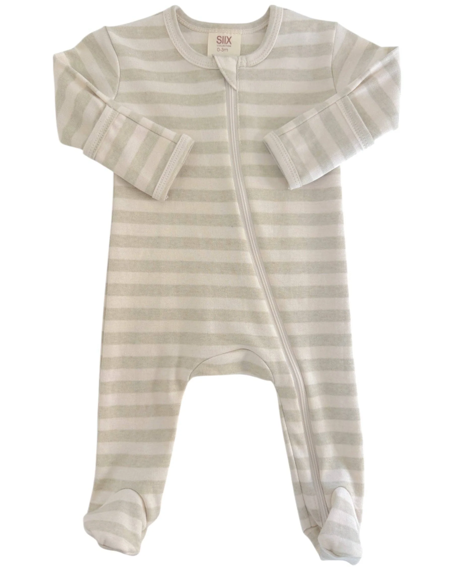 2-Way Zip Footie in Sage Stripe
