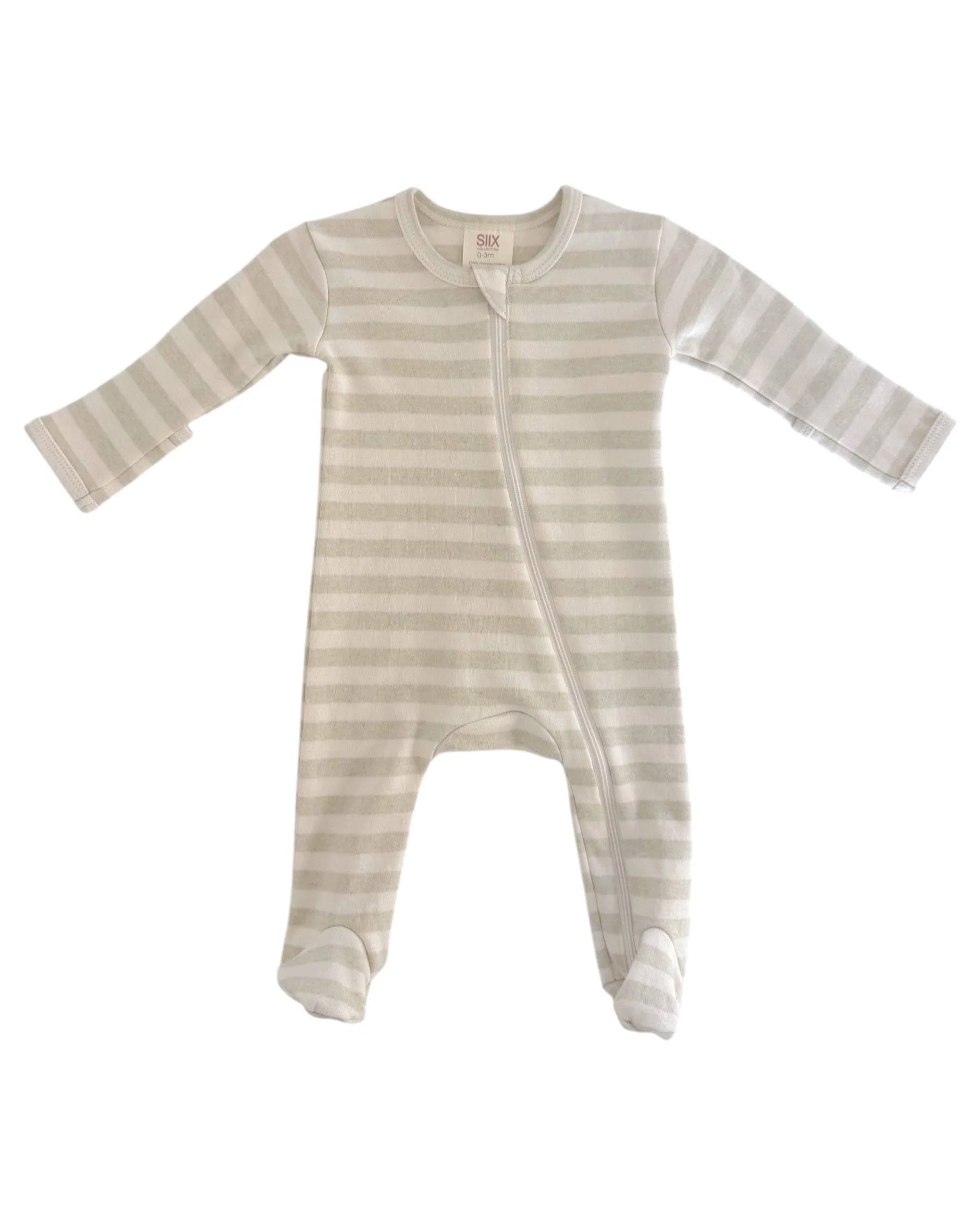 2-Way Zip Footie in Sage Stripe - Image 2