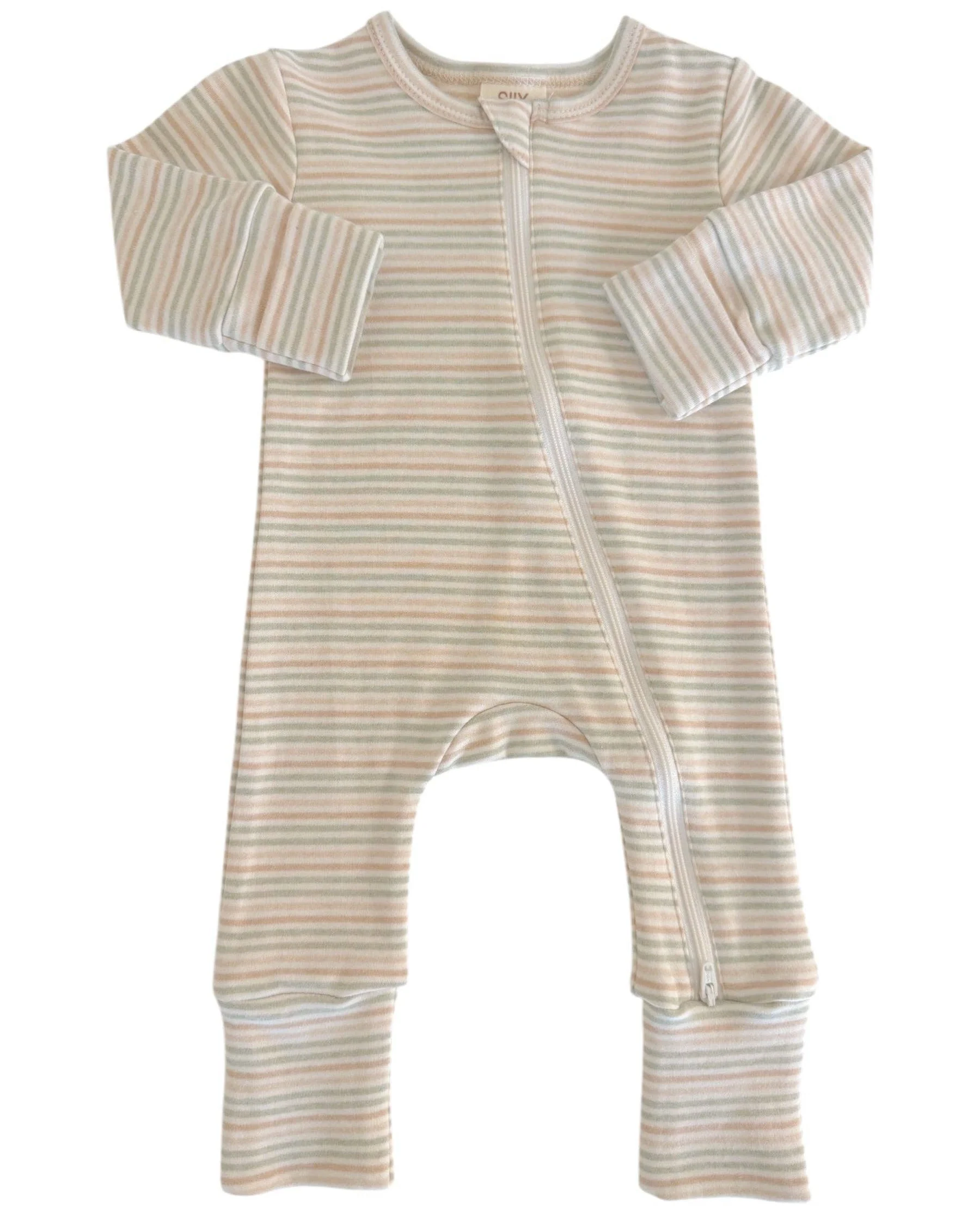 2-Way Zip Romper in Multi Stripe