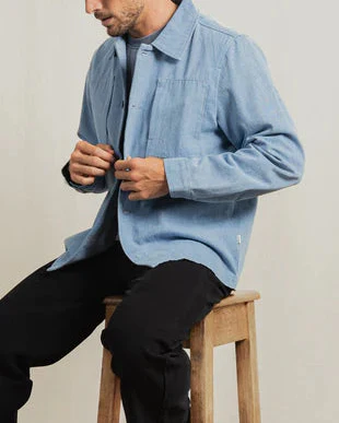 Arguam LS Overshirt in Stone Blue - Image 3
