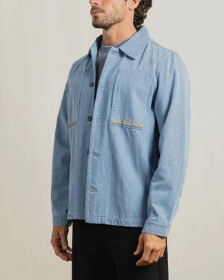 Arguam LS Overshirt in Stone Blue - Image 4