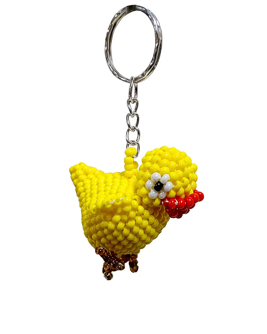 Baby Bird Beaded Keychain