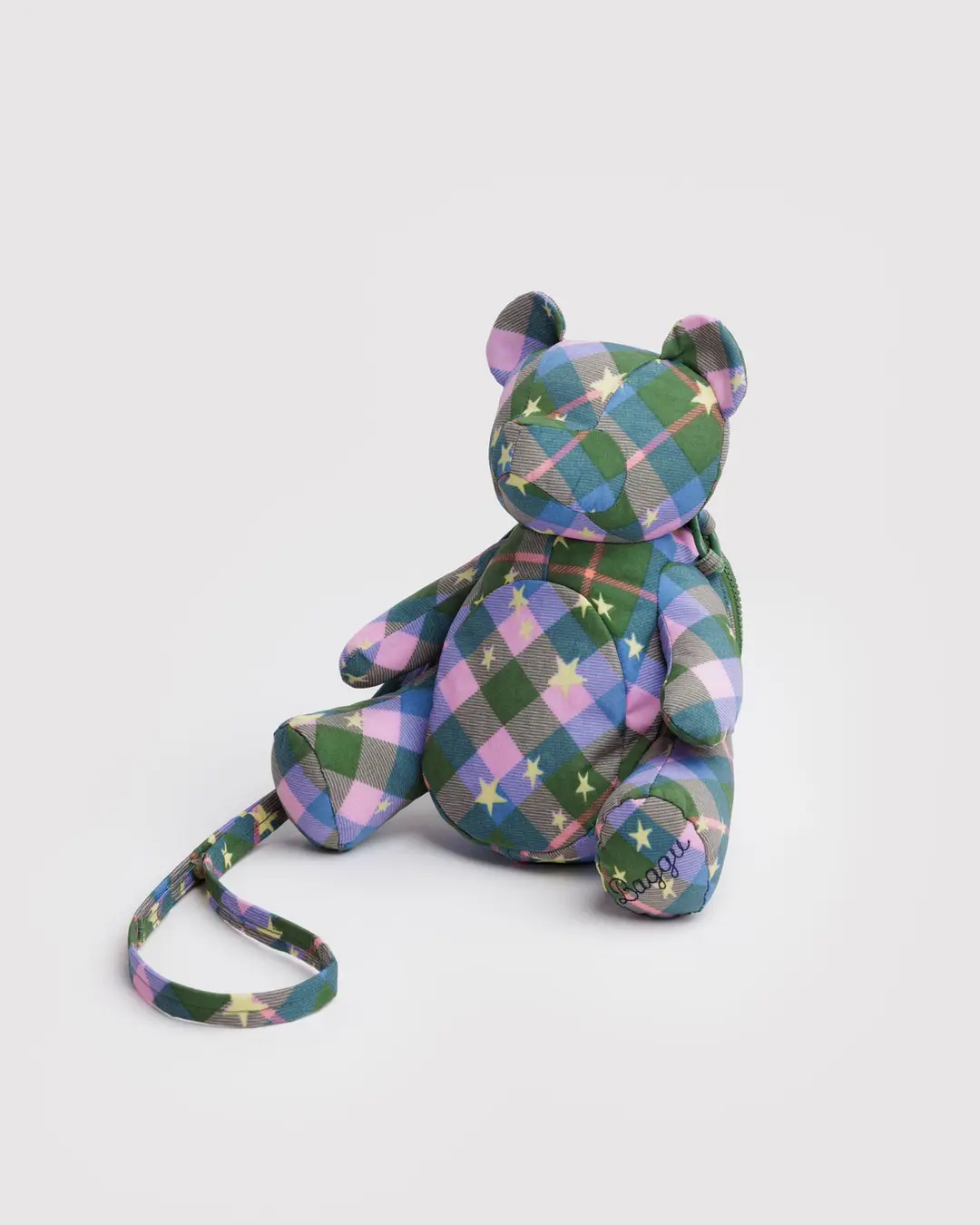 Baggu Bear Bag in Green Star Plaid