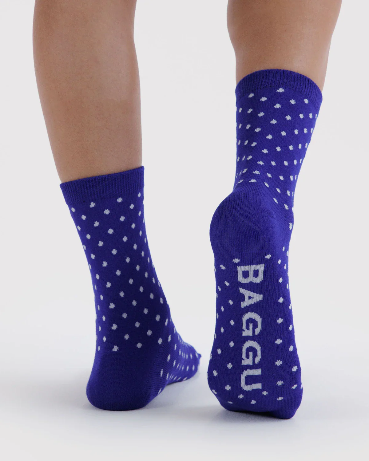 Baggu Crew Sock in Micro Blue & White Polka Dot - Image 3