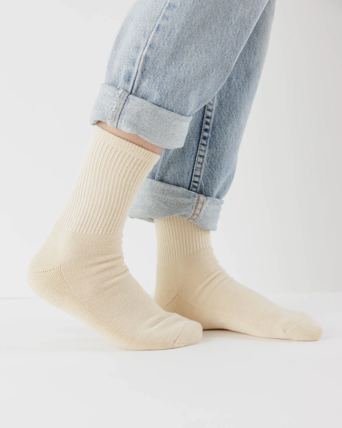 Baggu Ribbed Sock in Ecru - Image 2