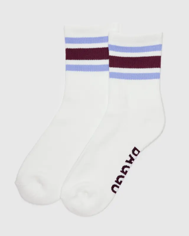 Baggu Ribbed Sock in Ivory Stripe
