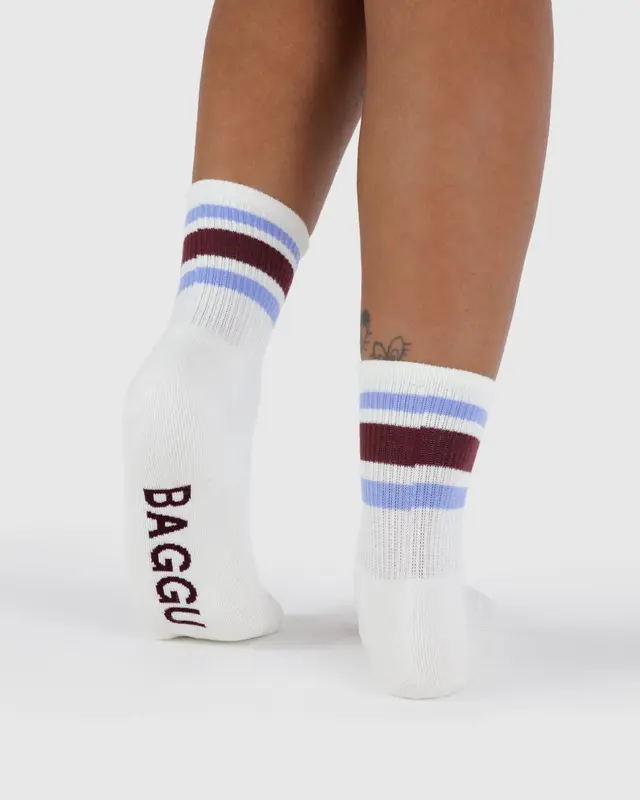 Baggu Ribbed Sock in Ivory Stripe - Image 3