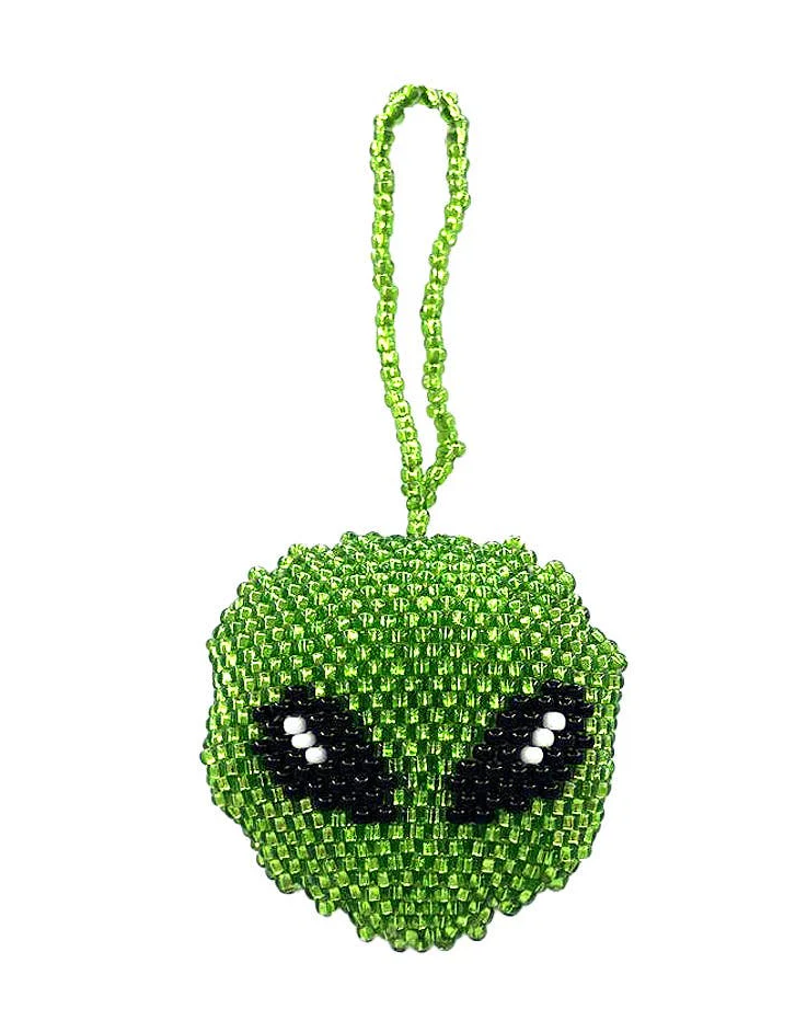 Beaded Alien Head Ornament