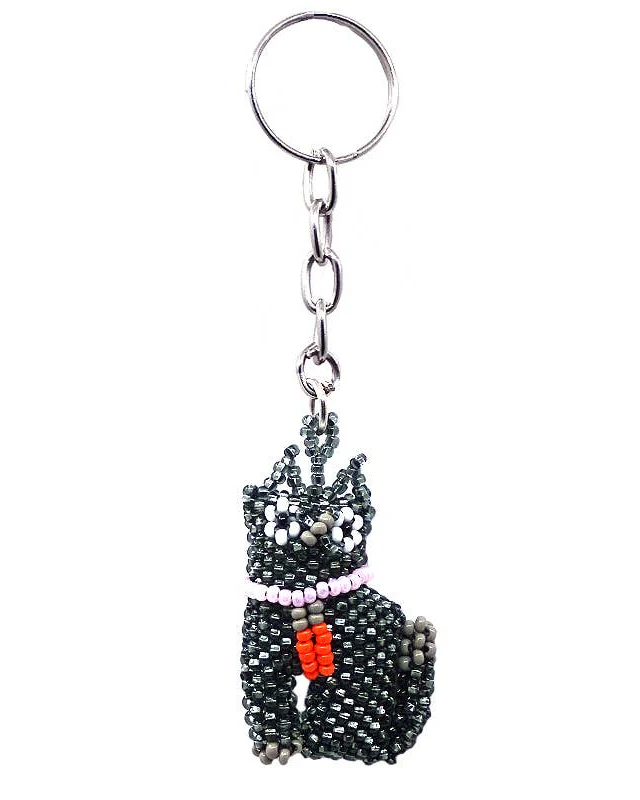 Beaded Cat Keychain