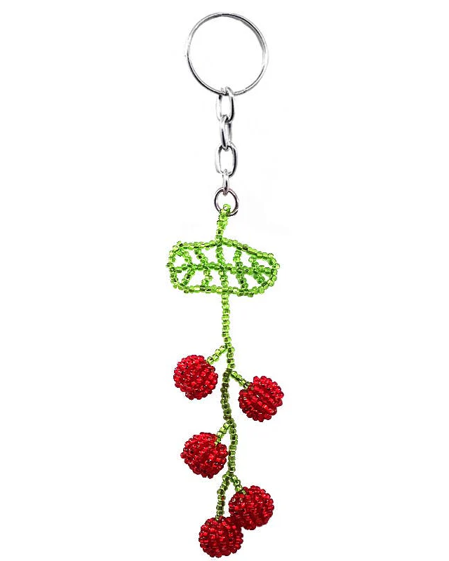 Beaded Cherries Keychain