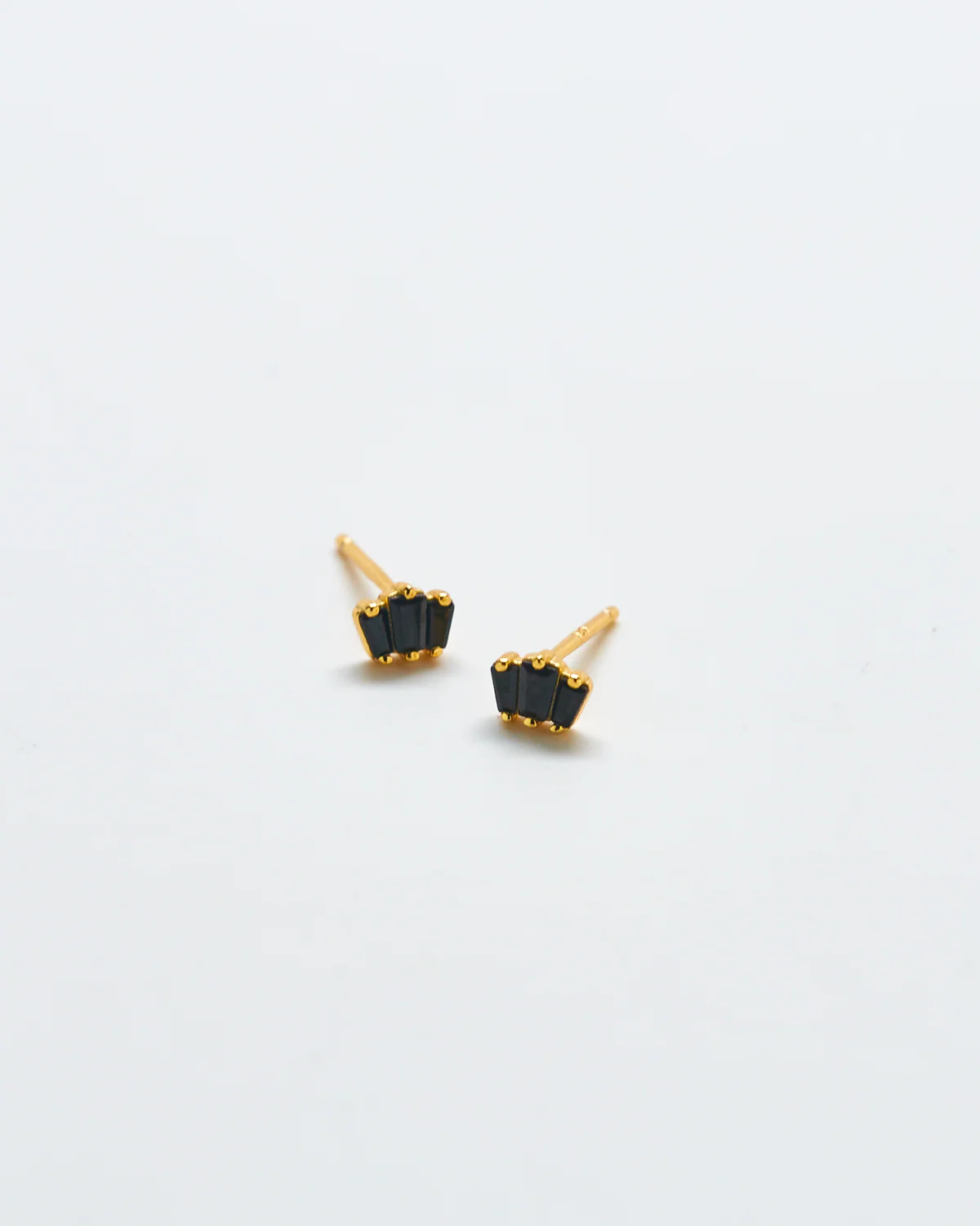 Black Trio Baguette Geometric Earrings