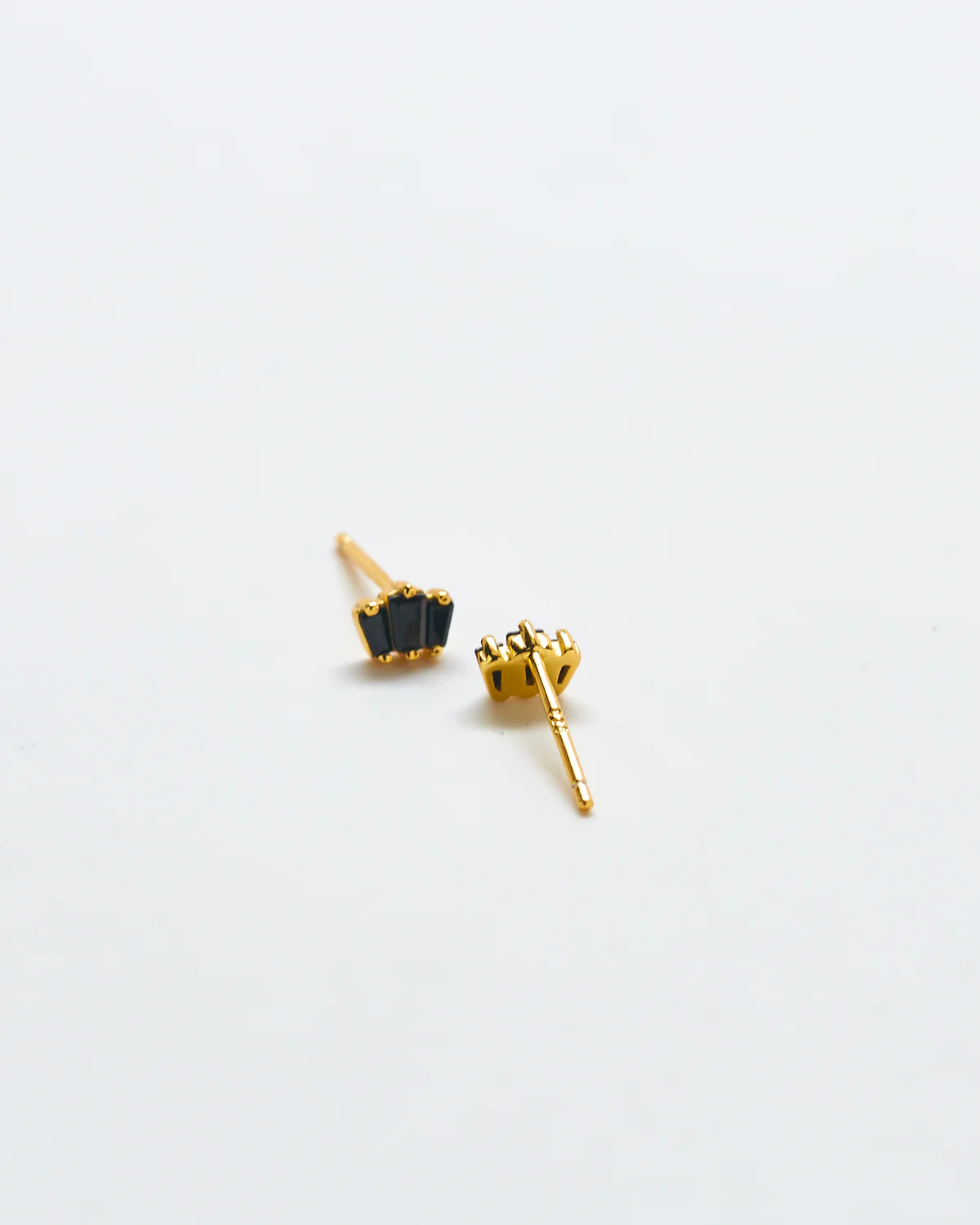 Black Trio Baguette Geometric Earrings - Image 2