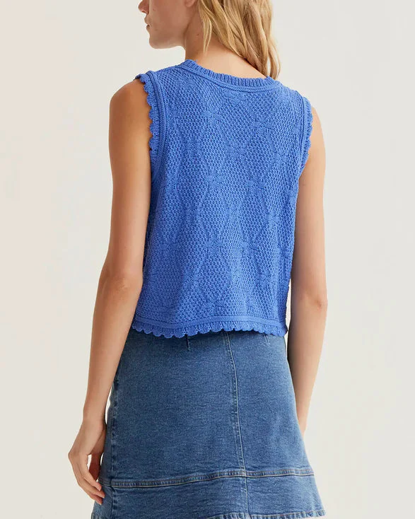 Blue Chain-Stitched Embroidered Top - Image 2