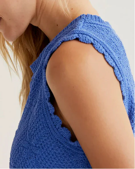 Blue Chain-Stitched Embroidered Top - Image 3