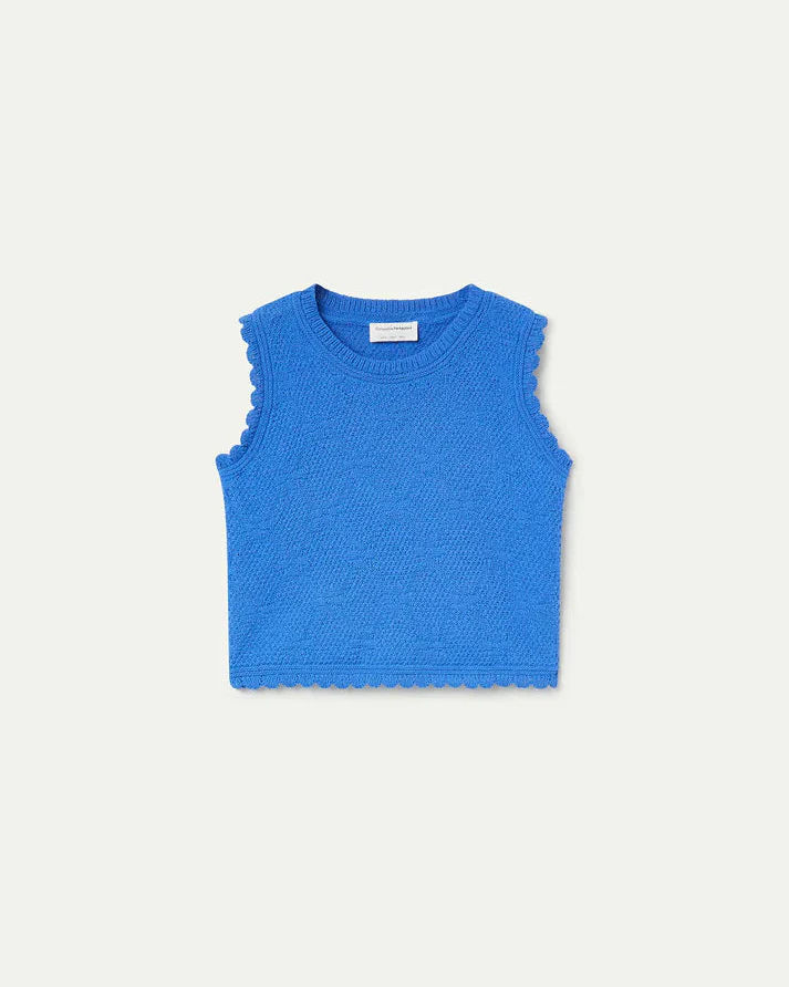 Blue Chain-Stitched Embroidered Top - Image 4