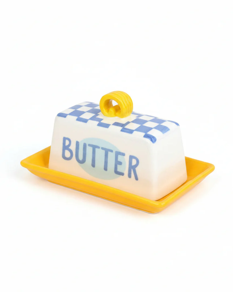 Blue Check Butter Dish - Image 2