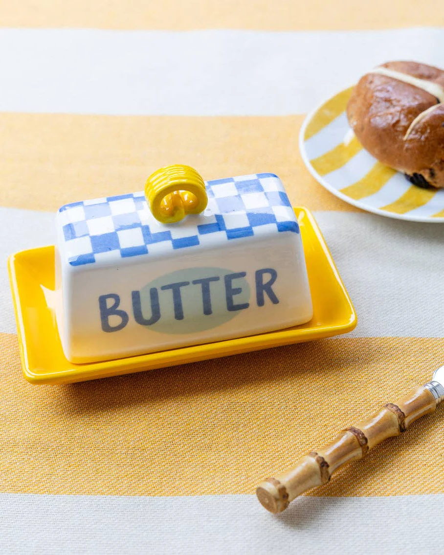 Blue Check Butter Dish - Image 3