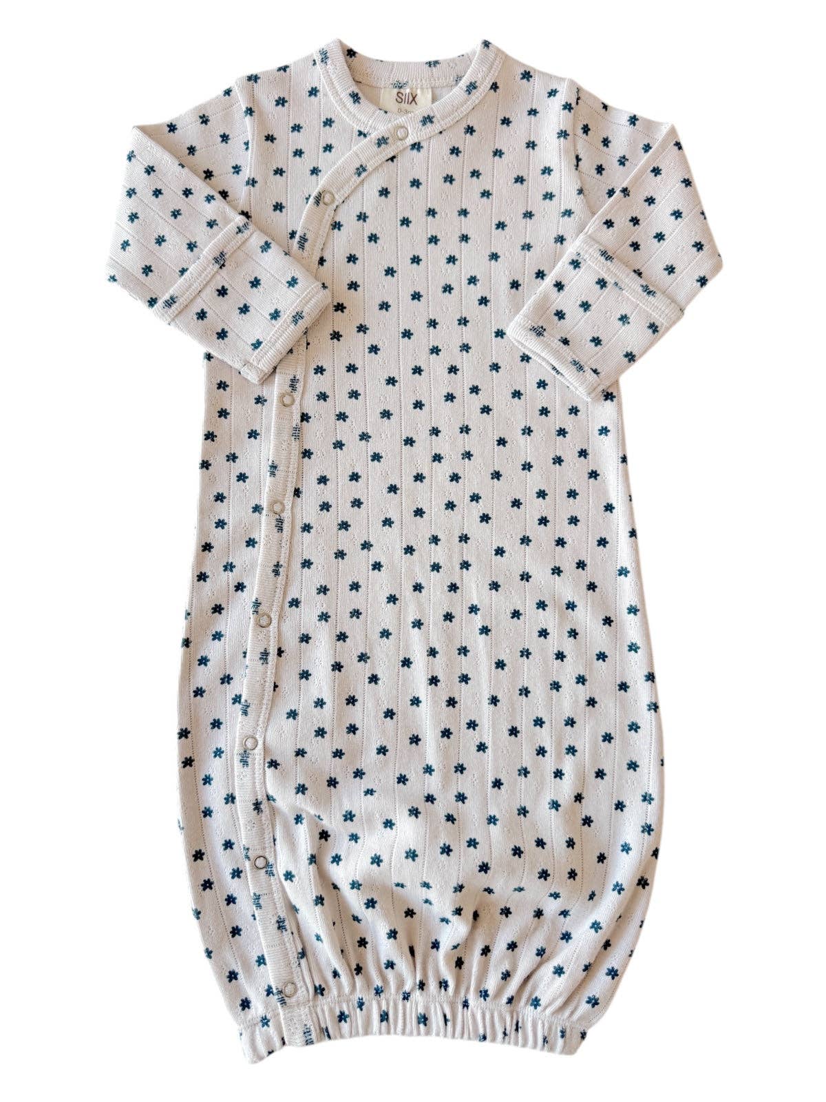 Pointelle Gown in Blue Flower