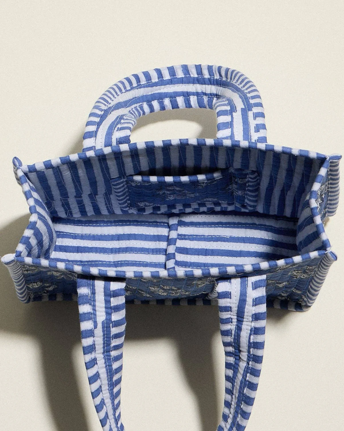 Blue Quilted Floral Mini Tote Bag - Image 3