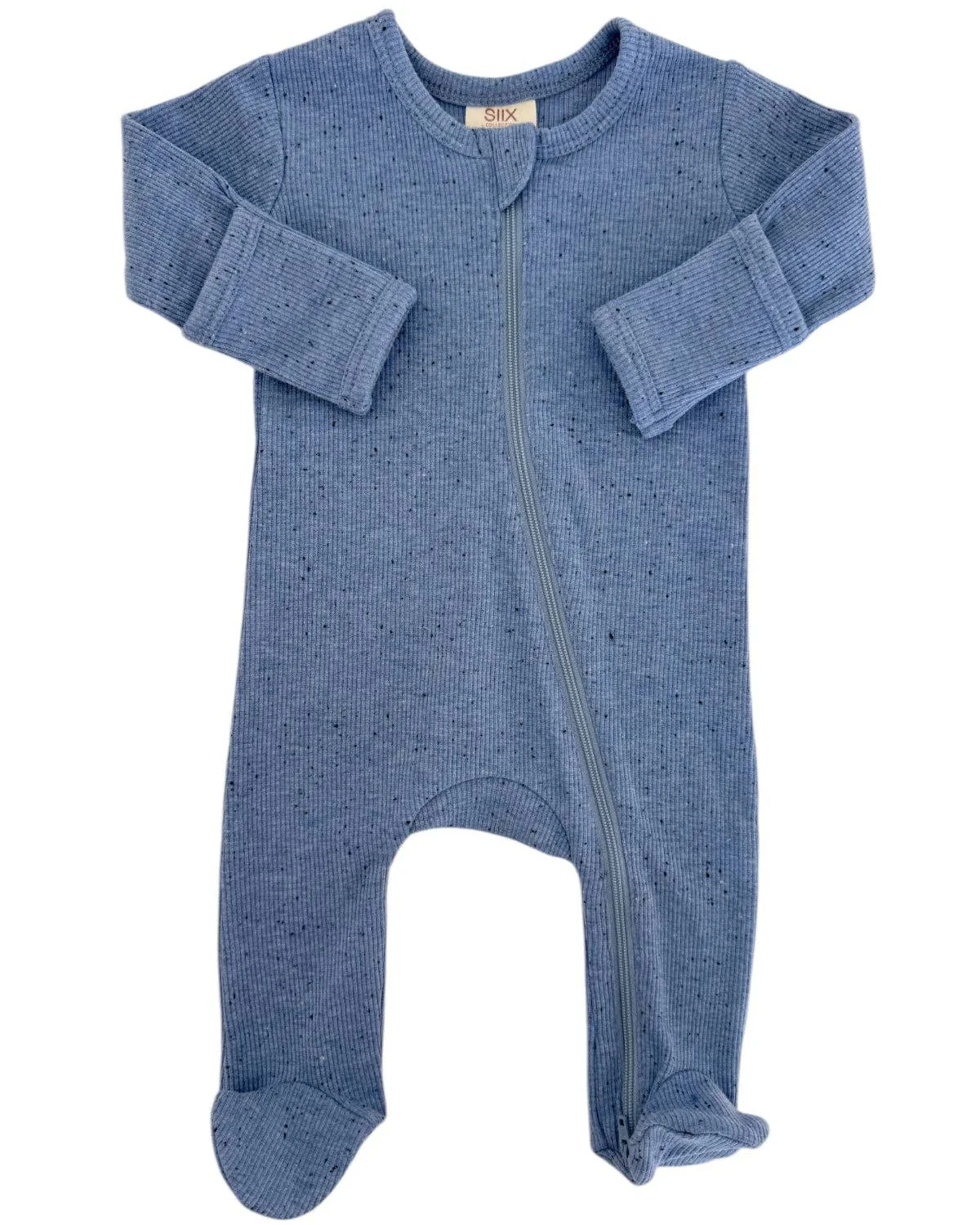2-Way Zip Footie in Blue Speckle