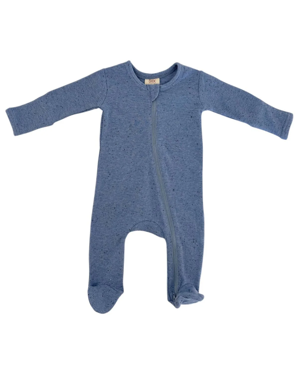 2-Way Zip Footie in Blue Speckle - Image 2