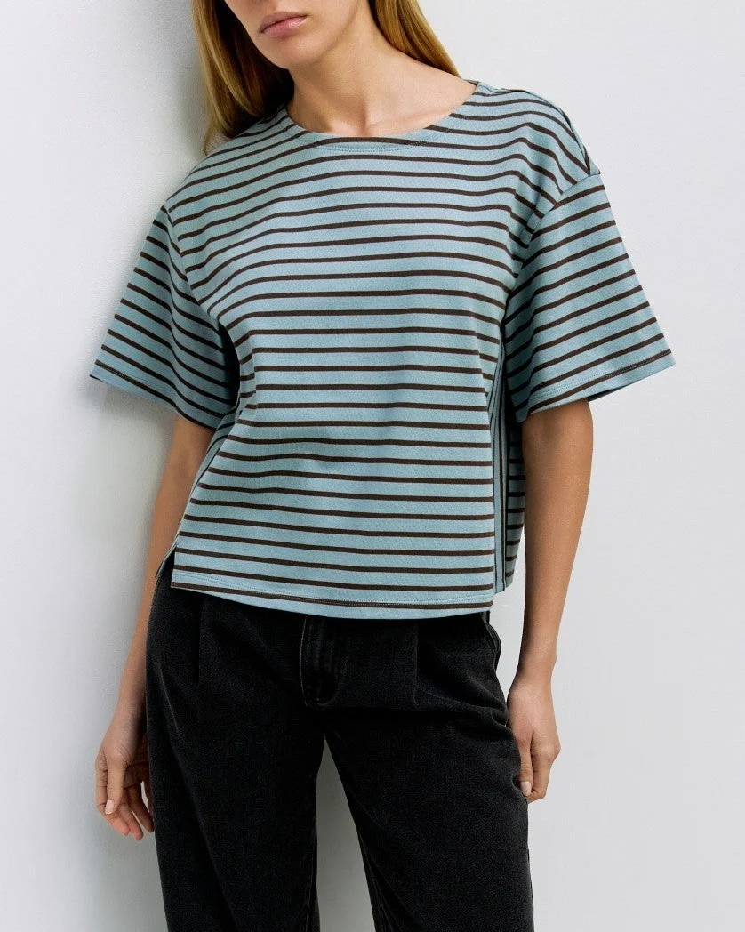 Cassandra Top in Blue/Brown