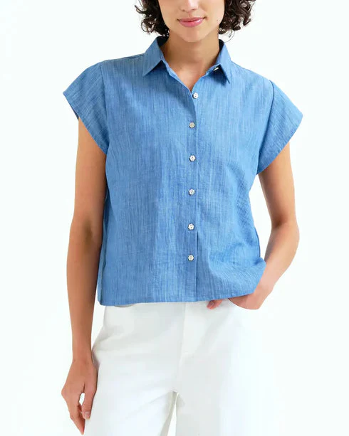 Chambray Floral Button Shirt