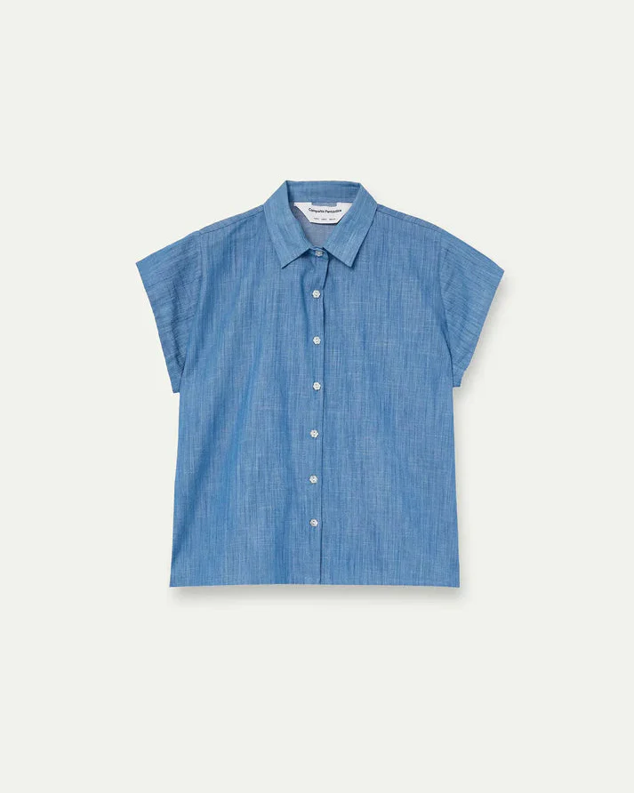 Chambray Floral Button Shirt - Image 2