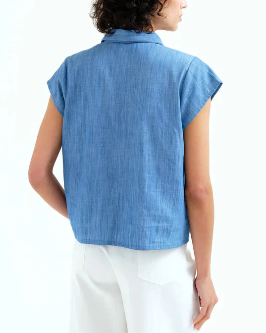 Chambray Floral Button Shirt - Image 3