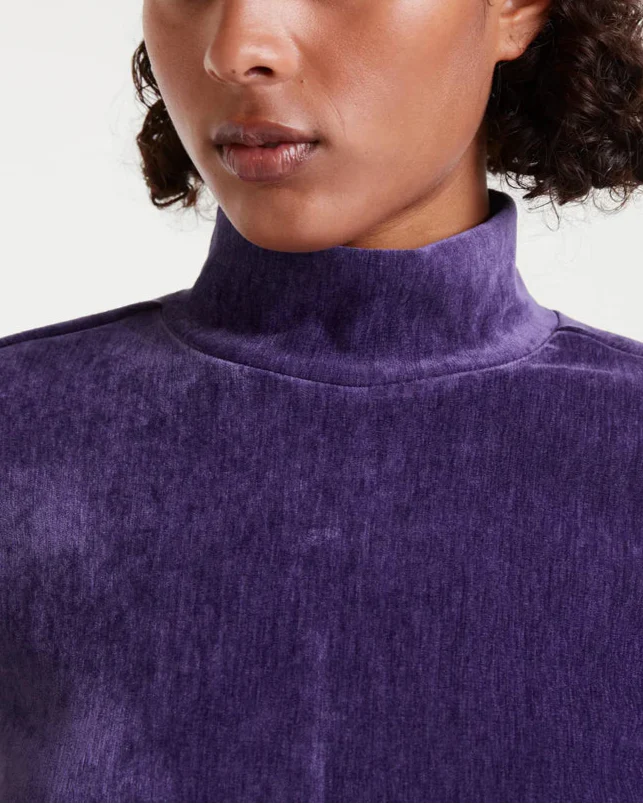 Chenille Mock Turtleneck Top in Purple - Image 4