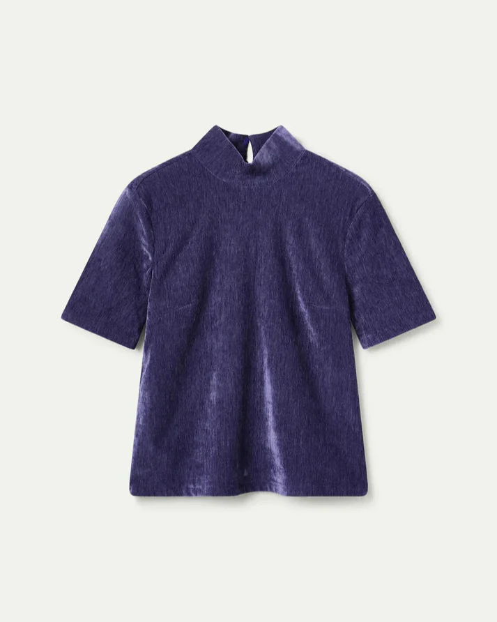 Chenille Mock Turtleneck Top in Purple - Image 5