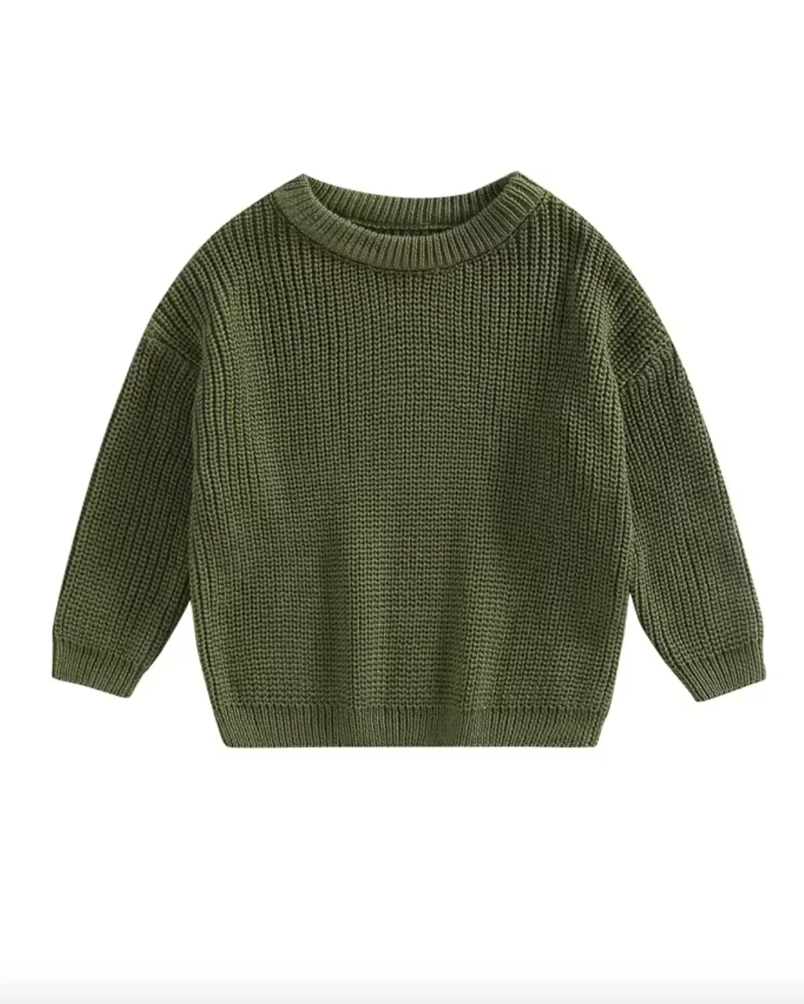 Classic Cotton Sweater in Olive Green