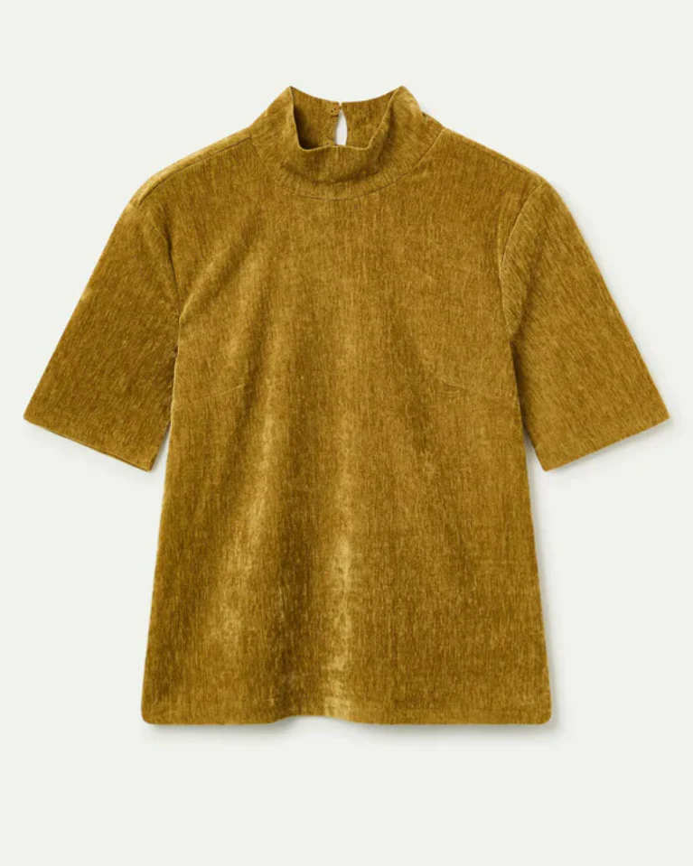 Chenille Mock Turtleneck Top in Olive - Image 3