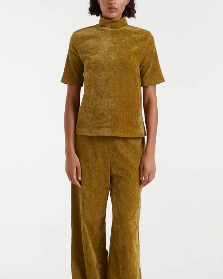 Chenille Mock Turtleneck Top in Olive - Image 4