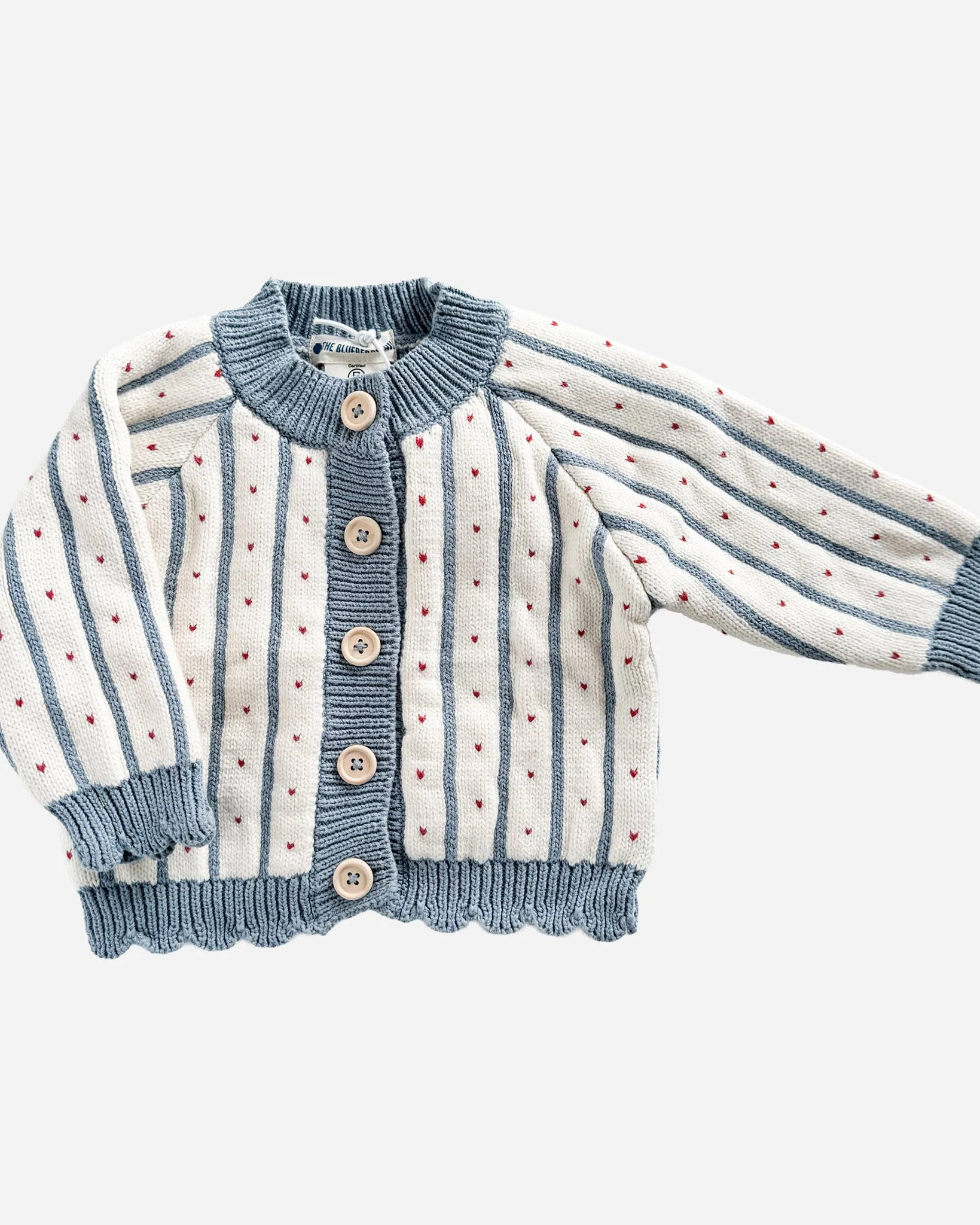 Cotton Stripe Heart Cardigan