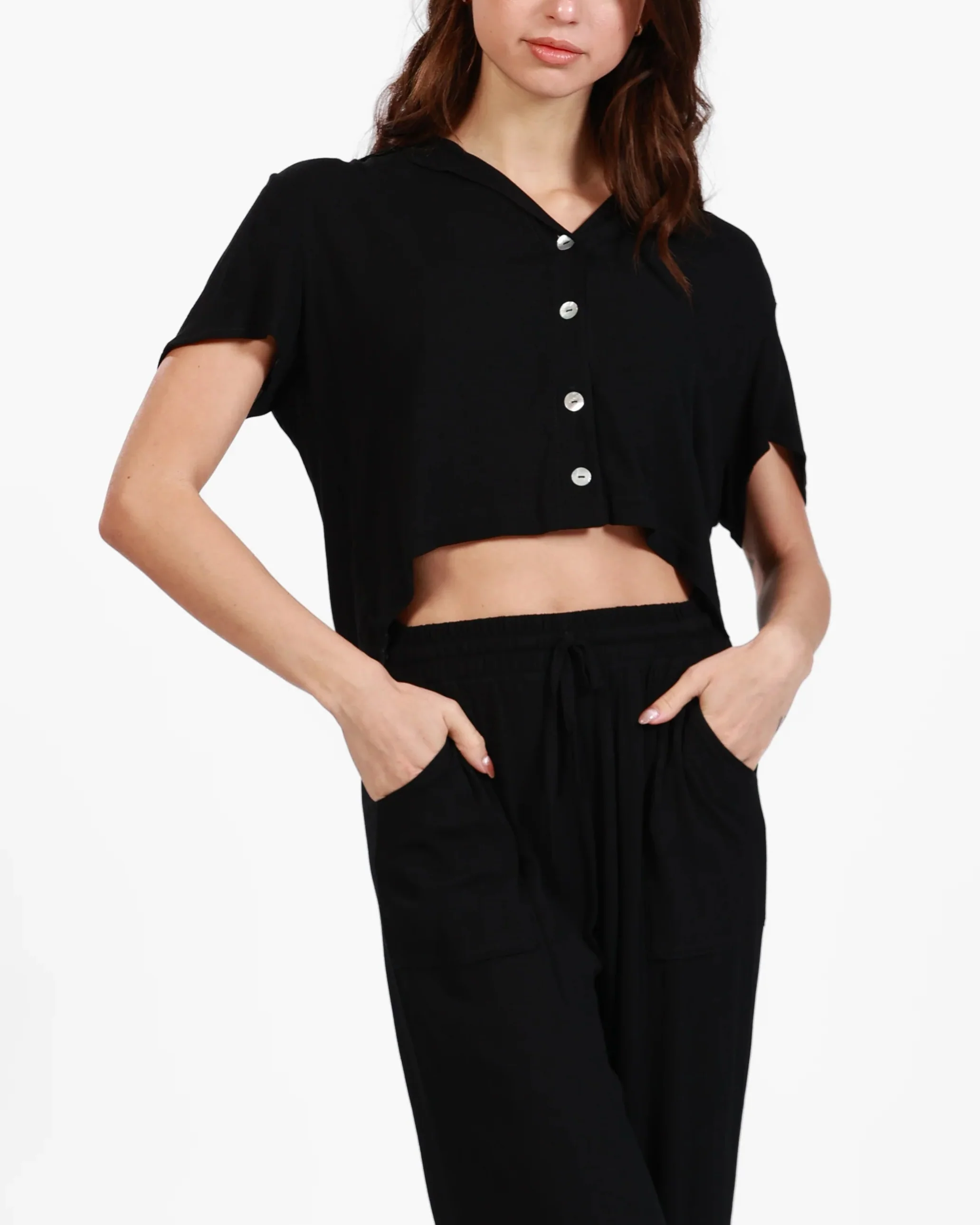 Crop Shirt in Black - Image 5