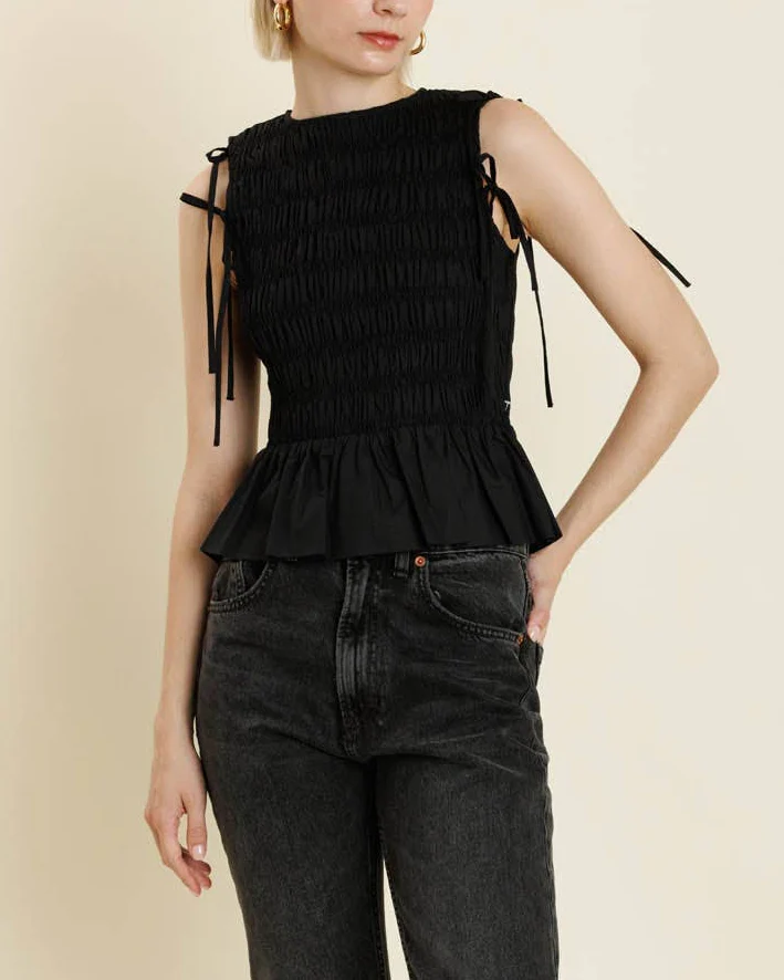 Detachable Sleeve Top in Black - Image 3