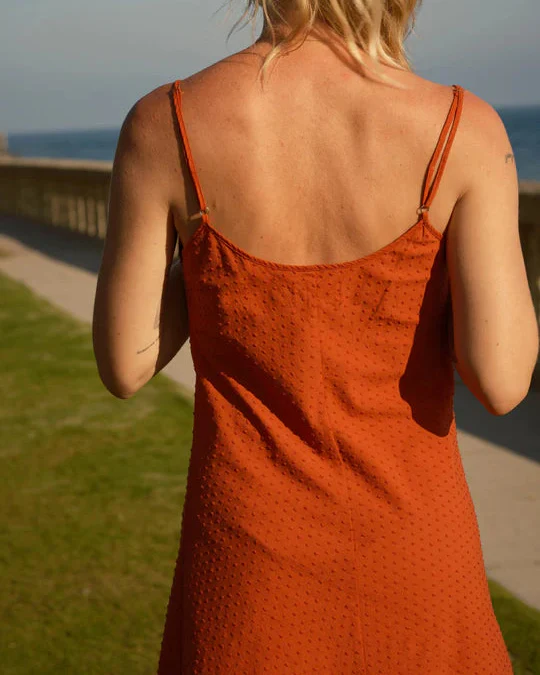 Dobby Slip Dress in Rust - Image 4