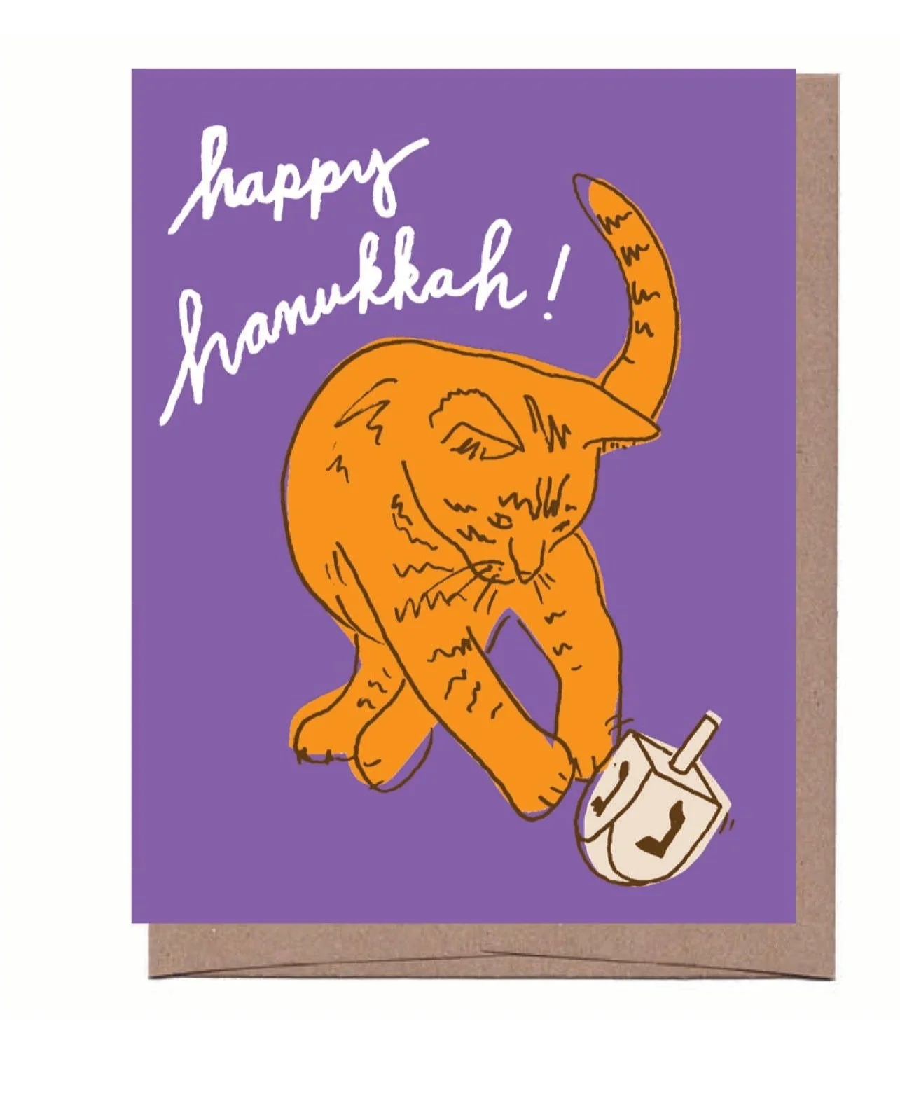 Dreidel Cat Hanukkah Card