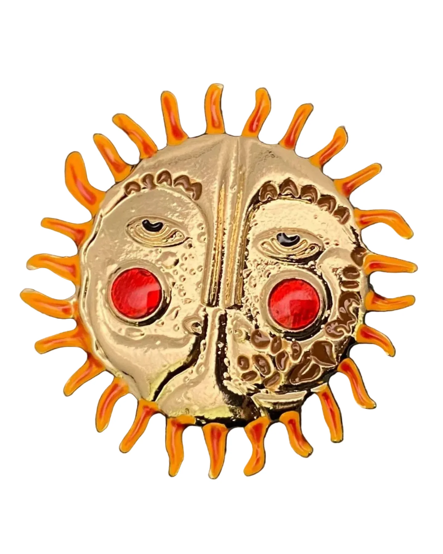 Enamel Sun Brooch