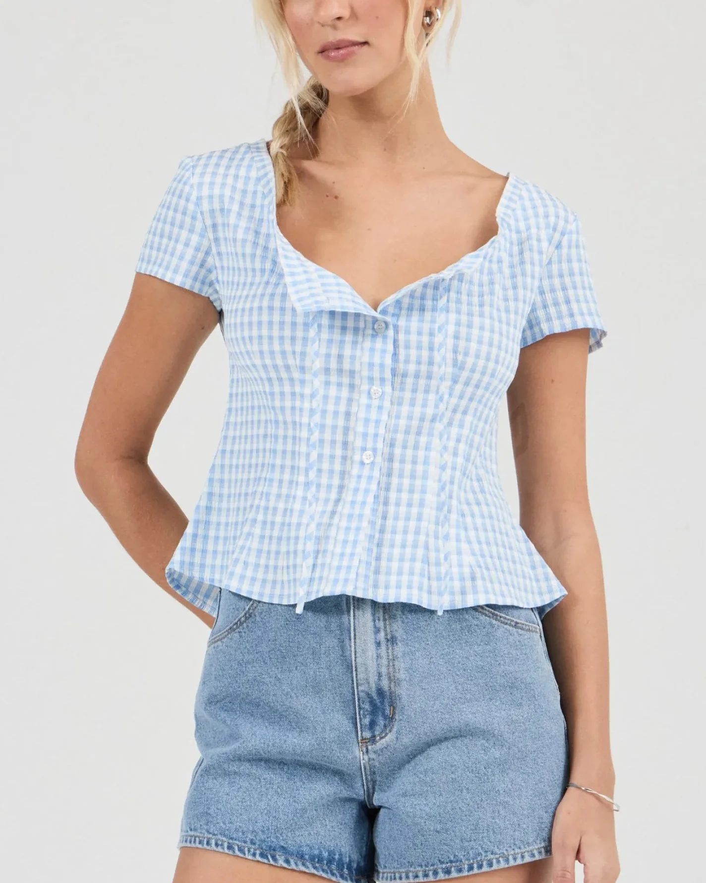 Esme Top in Blue Gingham