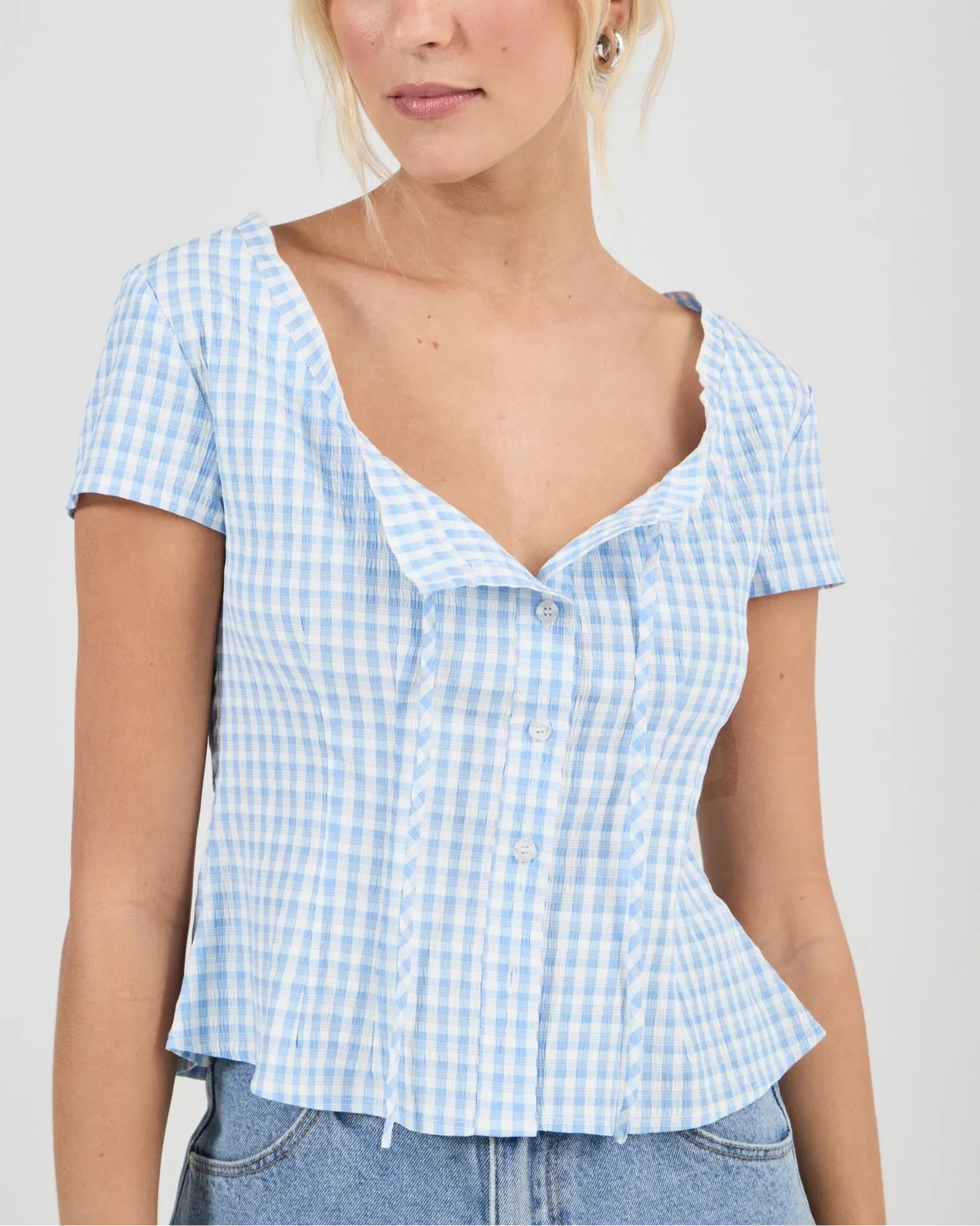 Esme Top in Blue Gingham - Image 2