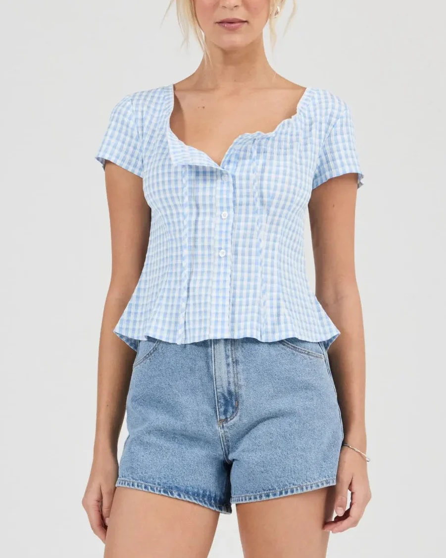 Esme Top in Blue Gingham - Image 3