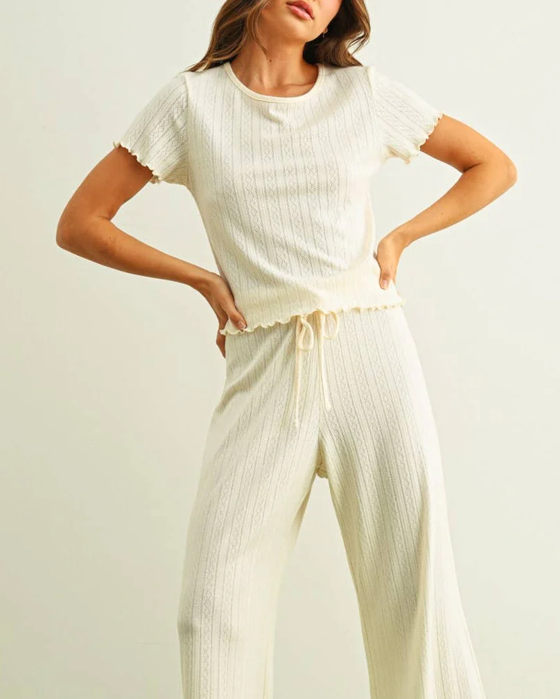Pointelle Tee in Ivory - Image 4