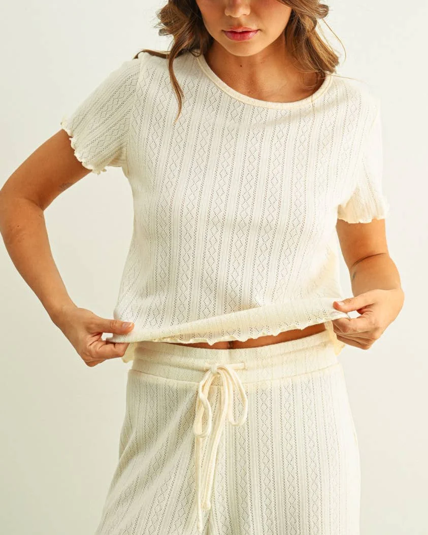 Pointelle Tee in Ivory - Image 5