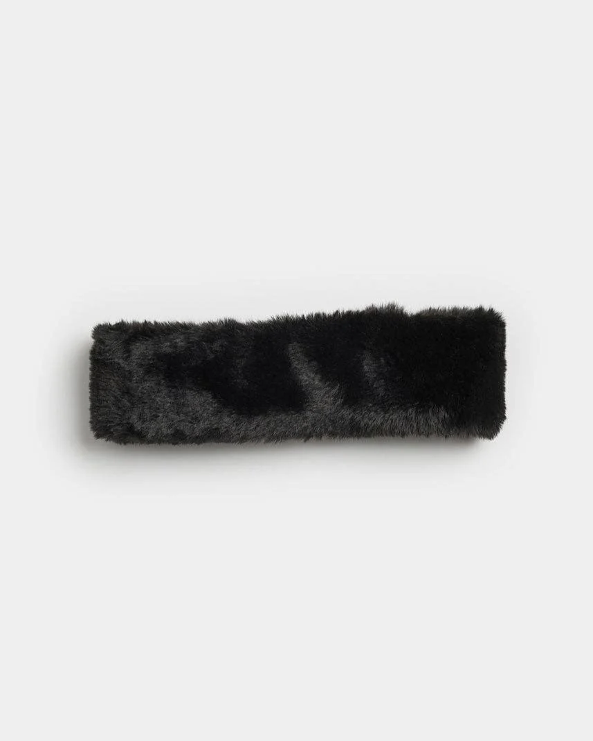 Faux-Fur Headband in Black