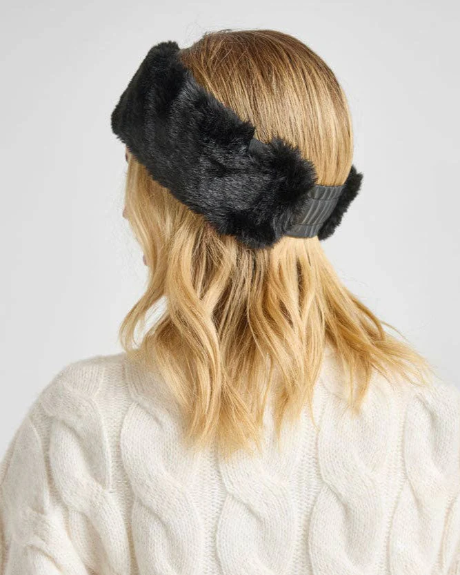 Faux-Fur Headband in Black - Image 4