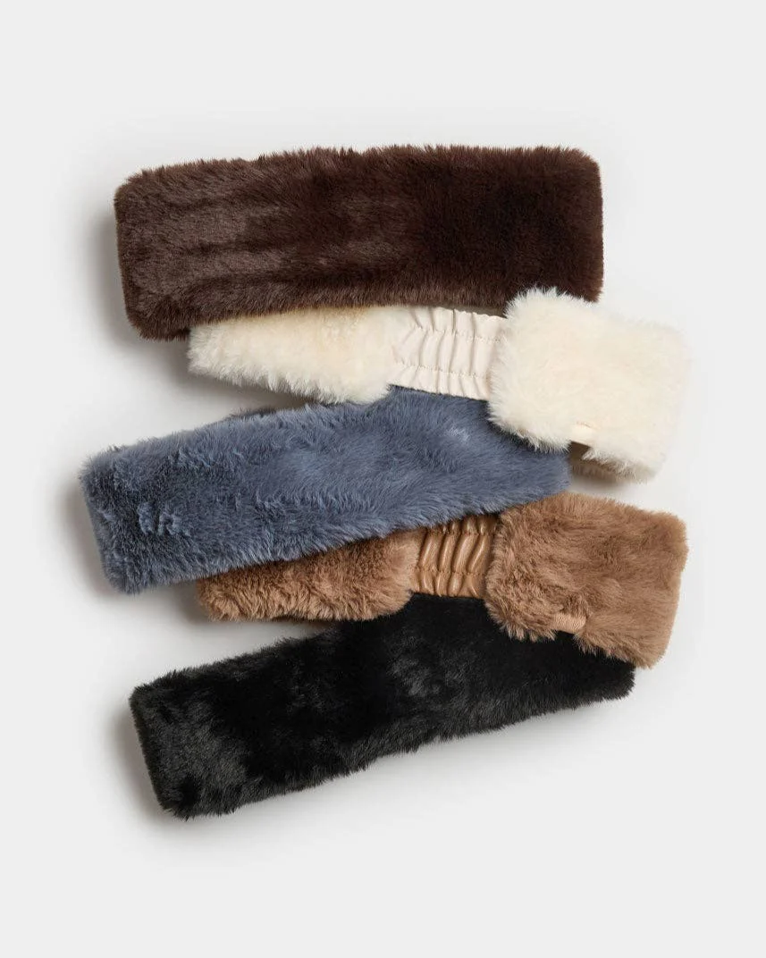 Faux-Fur Headband in Black - Image 6