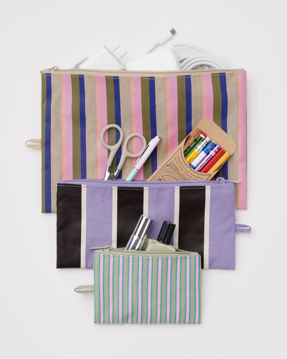 Flat Pouch Set in Candy Shop Stripes - Image 2
