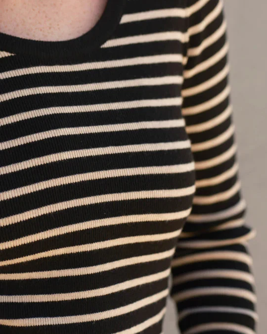 Francoise Tee in Black & Natural Stripe - Image 3